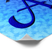 Poster Monogramme initiale A personnalisée Bluebird (Coin)