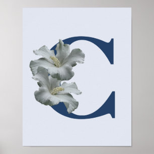 Poster Monogramme initiale C de fleur d'Hibiscus