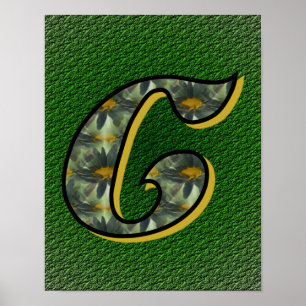 Poster Monogramme Initiale C Fleurs de Marguerites Art