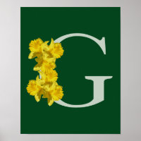 Monogramme initiale G personnalisée jonquille