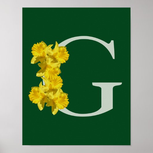 Poster Monogramme initiale G personnalisée jonquille (Devant)