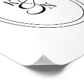 Poster Monogramme Initiale Moderne Noir Blanc Couple Mari (Coin)