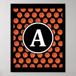 Poster Monogramme Initiales Nom Lettre A Motif Sketll Spo