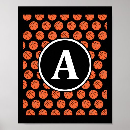 Poster Monogramme Initiales Nom Lettre A Motif Sketll Spo (Devant)