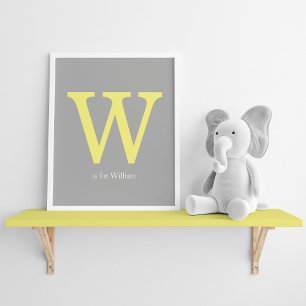 Poster Monogramme jaune et gris