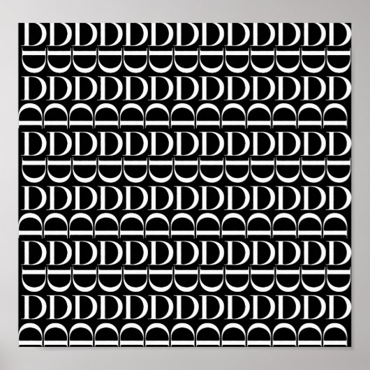 Poster Monogramme Lettre initiale D, Choisir la couleur A (Devant)