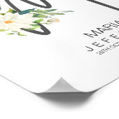 Poster Monogramme lettre M Décor floral rose (Coin)