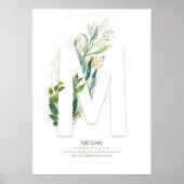 Poster Monogramme lettre M or feuille chic (Devant)