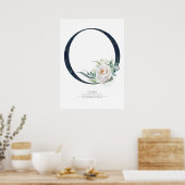 Poster Monogramme lettre O Fleurs blanches et feuillage (Cuisine)
