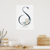 Poster Monogramme lettre S Fleurs blanches et verdure (Cuisine)