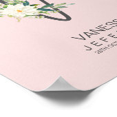 Poster Monogramme lettre V Décor floral rose (Coin)