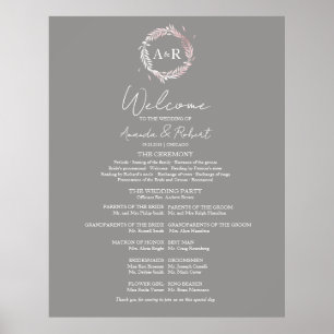 Poster Monogramme Mariage Cérémonie Programme Panneau de