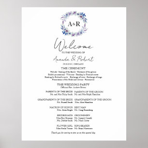 Poster Monogramme Mariage Cérémonie Programme Panneau de