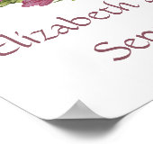 Poster Monogramme Mariage Date Noms Pink Purple Floral (Coin)