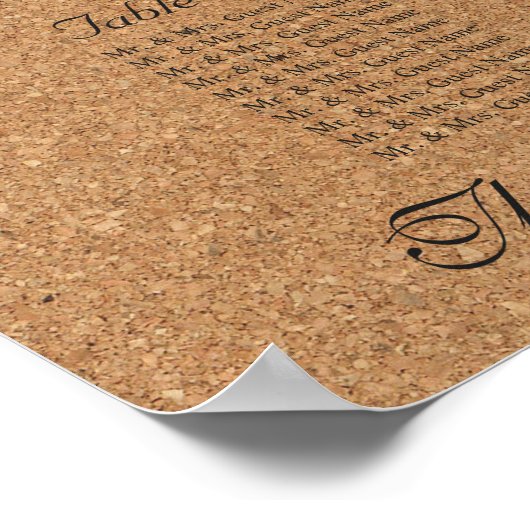 Poster Monogramme Mariage de liège à vin rustique Graphiq (Coin)