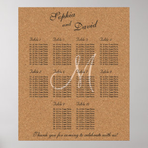Poster Monogramme Mariage de liège à vin rustique Graphiq