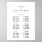 Poster Monogramme Mariage en feuille d'olive 6 Cartes de  (Devant)