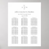 Poster Monogramme Mariage en feuille d'olive 9 Cartes de  (Devant)
