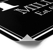 Poster Monogramme Mariage noir et blanc (Coin)