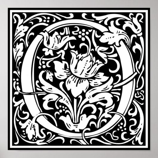 Poster Monogramme Médiéval Lettre O Initiale Vintagev (Devant)