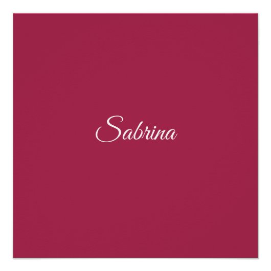 Poster Monogramme minimaliste rose cerise rose (Devant)
