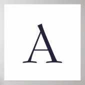 Poster Monogramme moderne élégant bleu clair initial (Devant)