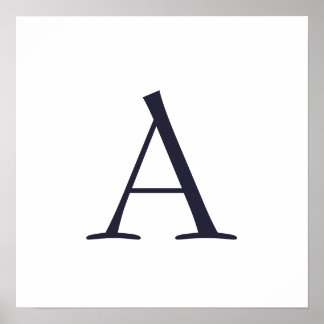 Poster Monogramme moderne élégant bleu clair initial