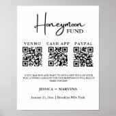 Poster Monogramme moderne mariage de lune de miel code QR (Devant)