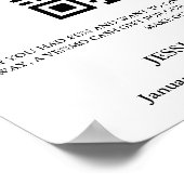 Poster Monogramme moderne mariage de lune de miel code QR (Coin)