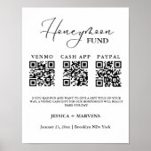 Poster Monogramme moderne mariage de lune de miel code QR (Devant)