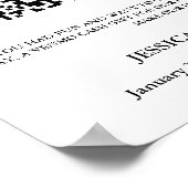 Poster Monogramme moderne mariage de lune de miel code QR (Coin)