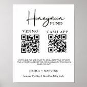 Poster Monogramme moderne mariage de lune de miel code QR (Devant)