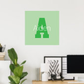 Poster Monogramme moderne | Pale & Kelly Green (Bureau à domicile)