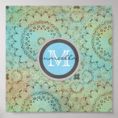 Poster Monogramme Motif bleu vert (Devant)