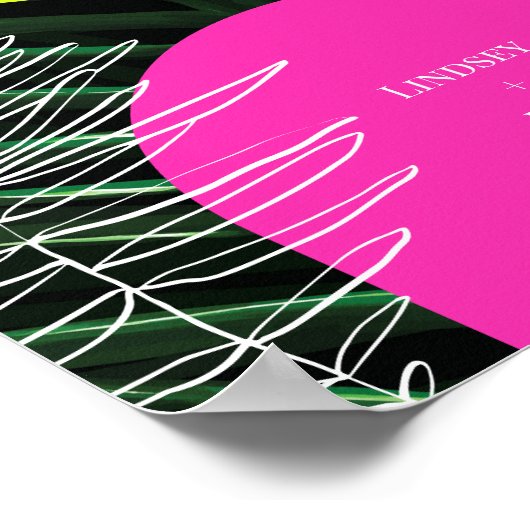 Poster Monogramme Neon Arches Tropical Palm Leaf Mariage (Coin)