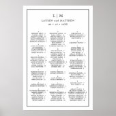 Poster Monogramme noir et blanc simple Mariage élégant (Devant)