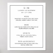 Poster Monogramme noir et blanc simple Mariage élégant (Devant)