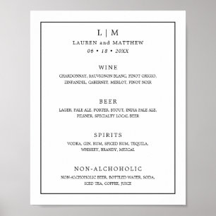 Poster Monogramme noir et blanc simple Mariage élégant