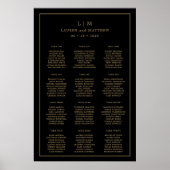 Poster Monogramme noir et or simple Mariage élégant (Devant)
