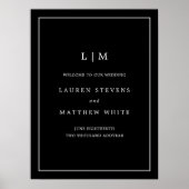 Poster Monogramme noir simple Mariage élégant (Devant)