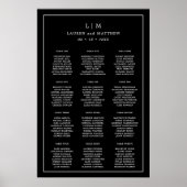 Poster Monogramme noir simple Mariage élégant (Devant)
