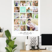 Poster Monogramme Nom Calligraphie Blanc 16 Photo Collage (Bureau à domicile)