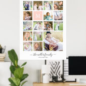 Poster Monogramme Nom Calligraphie Blanc 16 Photo Collage (Bureau à domicile)