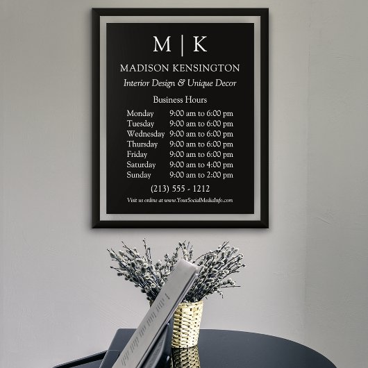 Poster Monogramme ou ajouter un logo Business Black