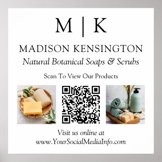 Poster Monogramme ou ajouter un logo Business QR Code 2 P (Devant)