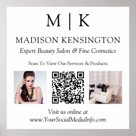Poster Monogramme ou ajouter un logo Business QR Code Pho (Devant)