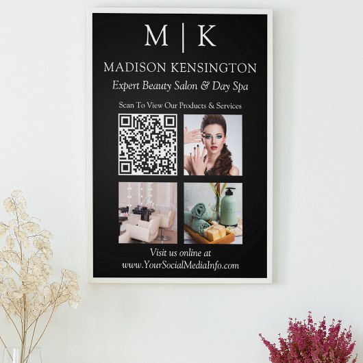 Poster Monogramme ou ajouter un logo Business QR Code pho