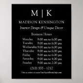 Poster Monogramme ou ajouter un logo Heures d'affaires Pe (Devant)