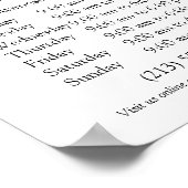 Poster Monogramme ou ajouter un logo Heures d'affaires Pe (Coin)