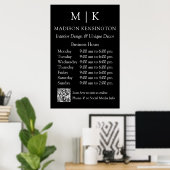 Poster Monogramme ou ajouter un logo Heures d'ouverture B (Bureau à domicile)